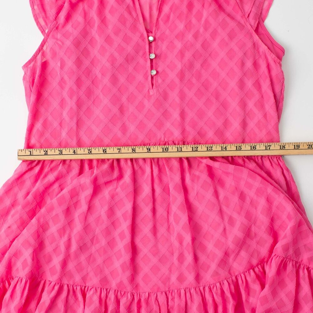 Tommy Hilfiger Women's Size 6 Pink Tiered Midi Dress Flutter Sleeve Textured - Picture 7 of 7
